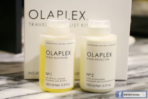 bottles of Olaplex hair treatment product